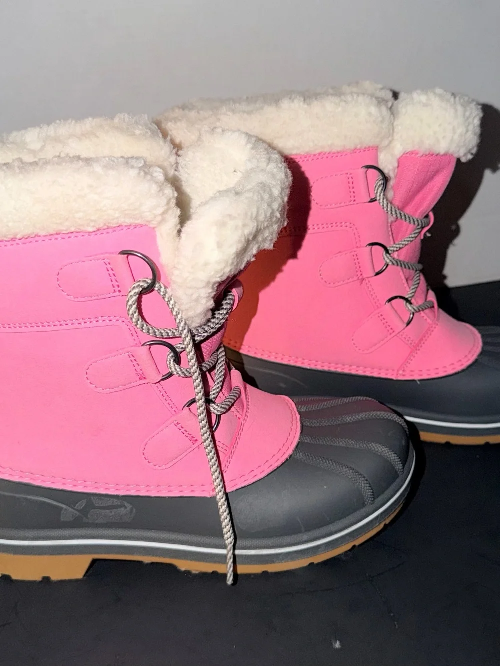 Cat & Jack Pink and Gray Girls' Insulated Snow Boots